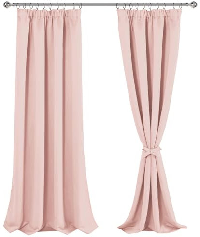JIUZHEN Tende oscuranti, per soggiorno, camera da letto, colore rosa, 260 x 140 cm, set da 2 pezzi