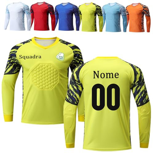 OPUTWDF Personalizza Maglia da Portiere Bambini Set Adulto/Bambino Personalizzabil Maglie da Portiere Personalizzate con Nome Numero Logo Squadra