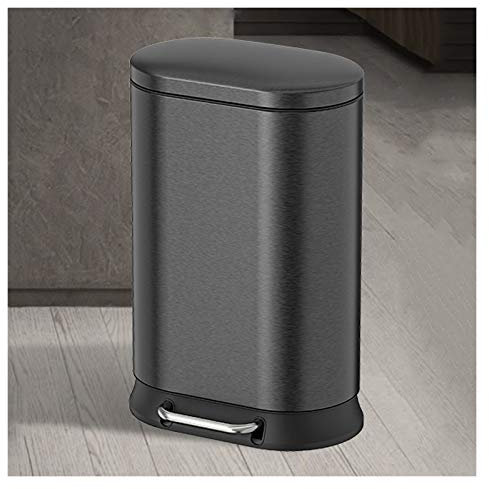 Poubelle de Recyclage Poubelle Créative avec Couvercle Poubelle Domestique à Pédale en Acier Inoxydable Poubelle à Pédale de Grande Capacité, Poubelle de Cuisine de 5,2 Gallons / 7,9 Gallons (Noir 20L