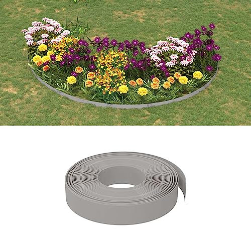ZEYUAN Rasenkante Grau 10 m 10 cm Polyethylen, Beetumrandungen, Beeteinfassung, Grabumrandung, Zaun Garten, Beetabgrenzung, Beetzaun