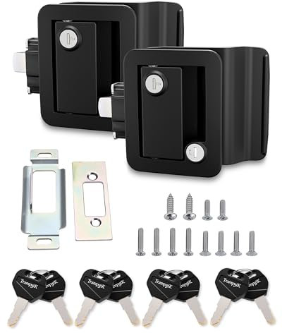 TrampgiK Camper Door Lock, Metal RV Door Lock, Replacement, Fit 3.65 x 2.95 Lock Hole, for Motorhome,RV Camper,Entrance Front Door, 2 Lock+8 Key Aliked