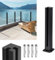 YRHome Edelstahl Geländerpfosten Glasklemme Glashalter Glasgeländerpfosten Glasgeländer Glas Balustraden-Geländerpfostenklemme für Balkonterrasse Außenpool Terrassen (Schwarz-Eckpfosten, 95cm/37.4)