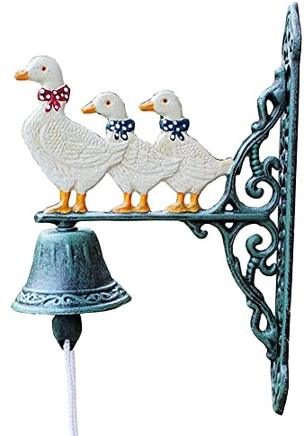 campanello antico, campanello manuale, Campanello da Parete sospeso Campanello in Ghisa Anatra Decorazione Parete Giardino Domestico Esterno Scuotimento Manuale Campanello Decorazione da Parete Estern