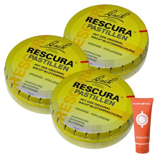 Bach Original RESCURA Pastillen Orange-Holunder 3x 50 g, mit Pharma Perle | Original Bachblüten-Mischung, fruchtige Pastillen mit Orange-Holunder-Geschmack