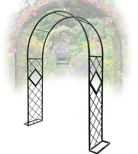 Metall Rosenbögen, Gartenlaube Rankhilfe Kletterpflanzen Unterstützung Rosenbogen, Wetterbeständig, Abnehmbar Torbogen Breite 140/180/220/260/340cm, Höhe 230cm.(Weiß,140x230cm/4.6ftx7.5ft)