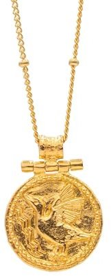 HG HAZE & GLORY Halskette Damen aus 925 Sterling Silber, Schmuck Frauen, Silberkette mit Anhänger, Antik, Ra, vergoldet, 45 cm