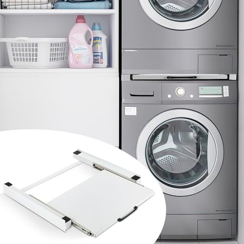 Vkechh Cadre de montage intermédiaire pour machine à laver 60 x 60 cm, cadre de connexion pour machine à laver et sèche-linge avec étagère, cadre de connexion pour machine à laver et sèche-linge