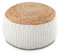 Amago home Sitzhocker Sitzpouf Jute Bodenkissen rund quadratisch Deko Hocker Fußhocker Farbe rund ø 50 weiß Jute Natur