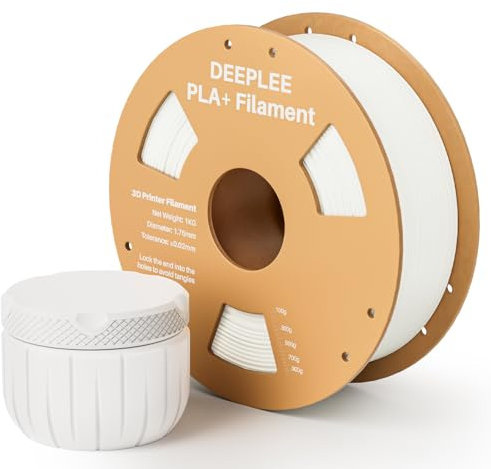 DEEPLEE PLA+ Filament 1.75mm, PLA Plus 3D Drucker Filament, Maßgenauigkeit +/- 0,02 mm, Filament 3D-Druckmaterialien, Weiß 1kg (2,2lbs)