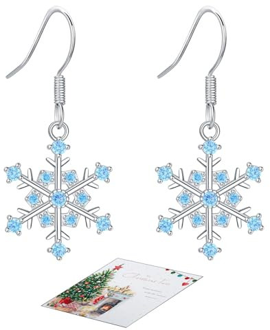 HEEYA Ohrringe Schneeflocken für Damen Weihnachtsohrringe mit Glänzende Zirkon Hängende Tropfen Ohrringe Silber S925 Weihnachten ohrstecker Geschenk Frauen