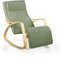 Brigros WeHome Swing Amor Schaukelstuhl mit Armlehnen aus Holz, Rocking Chair, Schaukelsessel mit Verstellbarer Fußstütze, Wohnzimmerstuhl, Schlafzimmersessel (Stoff, Grün)