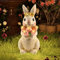 Solar Kaninchen Figuren Gartendeko, Hase mit Blumen Umarmen Solarlampe Bunny Figur Draußen Dekoration, Solar Hase Gartendeko für Kinder Frauen Balkon Feengarten Terrasse Dekoration, 27cm