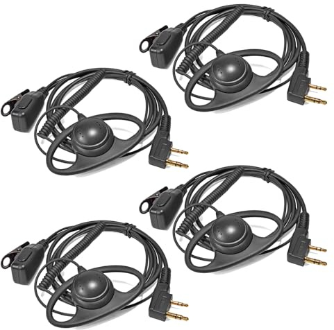 HYSHIKRA Walkie Talkie Earpiece with Mic Headset Compatible with Baofeng UV5R 888S UV-82HP Kenwood 2 Way Radio for Security Bodyguard Outdoor (D Shape, 4 Pack)