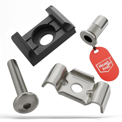 Qualinos 20x hochwertige Doppelstabmattenzaun Befestigung: Butterfly, Schraube, Nietmutter aus V2A und UV- stabilisierter Klemmbock für universelle Montage, Farbe Anthrazit 7016. Made in Germany