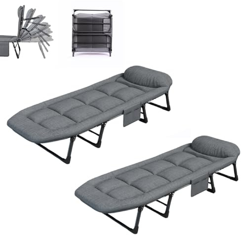 MAGIC SELECT X2 Cama de Camping Acolchada Plegable 200x63cm | Para Acampar, Colchoneta de Campo, Con Almohada, Con Bolsillo, Algodón y Lino, Acerco al Carbono