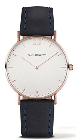 Paul Hewitt Unisex Analog Quarz Uhr mit Leder Armband PH-SA-R-St-W-11S