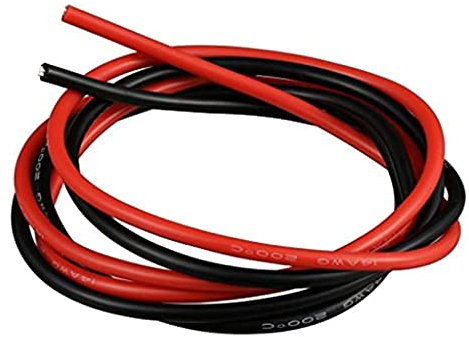 Boladge 2 Metros Alambre de Silicona Pura Cable de Alimentación 14AWG Cable de Batería Alambre de Cobre Estañado Cable de Cable RC Calibre 14 (1 Metro en Negro y 1 Metro en Rojo) (14AWG)