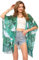 soul young Femmes Floral Couvrez-Vous,Mousseline Chales Cardigan Robes de Chambre et Kimonos Tops Outwear Blouse avec Fringes(Taille Unique) (Feuille Verte)