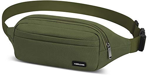 YOOLUAN wasserdichte Bauchtasche Gürteltasche für Damen und Herren 4 Reißverschluss Taschen Wandern Fitness Fahrrad Outdoor Sport Hüfttasche Urlaub Doggy Bag Geld Pouch Pack (Armeegrün)