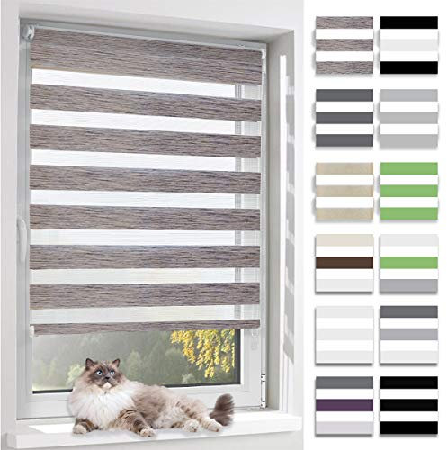 BelleMax Doppelrollo Klemmfix ohne Bohren & mit Bohren, 65x120cm(BxH), Marmor Grau, Duo Rollo, Sonnenschutz lichtdurchlässig Blickdicht, Klemmrollo Fensterrollo, Rollos für Fenster und Tür