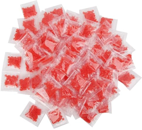 100 Beutel Gummiband Angeln Pellet Köder mit Rot 100 Beutel Regenwurm Pellet Ledertasche Gummiband zum Angeln Red Bug Köder Red Bug Clip(4 * 2mm)