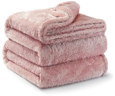 Exclusivo Mezcla Coperta in Pile Peluche Extra Large Morbida e Calda per Divano o Letto, Tutte le Stagioni, 170x230 CM, Rosa