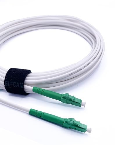 Elfcam® - 100m LWL Glasfaser-Kabel LC/APC auf LC/APC Stecker, Kompatibel mit Deutscher Telekom, Simplex 9/125μm Patchkabel, Lichtwellenleiter LSZH, Weiß, 100Meter