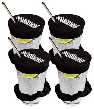 NightCap Haarband für Getränkeabdeckung - Das wiederverwendbare Haargummi zur Verhinderung von unbemerktem Beimischen von Drogen in Getränken, wie im Shark Tank gesehen, schwarz, 4 Pack