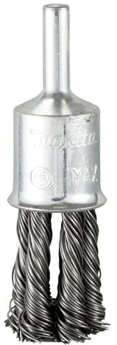 Makita D-73841 Pinselbürste Ø 19 mm, gezopft, verzinkter Stahldraht, 6 mm Rundschaftaufnahme, Drahtbürste zum Entrosten, Entzundern, Aufrauen und Reinigen von Stahl