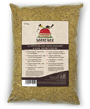 Chick Crumb Duckling and Quail Crumb Feed Food Mix 5.5kg - Complete Poultry Chicken Grower Mash Feeding Stuff From One Week of Age - SeedzBox Backyard Chickens - Donation to OneTreePlanted