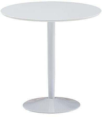 FineBuy Esstisch Rund 75x75x74 cm Kleiner Küchentisch Weiß Hochglanz, Runder Esszimmertisch 2 Personen, Moderner Frühstückstisch Küche, Tisch Esszimmer Klein