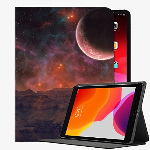 YENDOSTEEN Hülle für iPad 10.2 Zoll 2021 9th /2020 8th /2019 7th Gen,Planet Mountains Landschaft Klappständer Schutzhülle mit Automatischem Schlaf/Aufwach