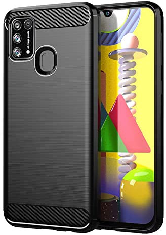 Topme Custodia in Silicone per Samsung Galaxy M31 (6.4 Inches), [custodia per Telefono in Stile Spazzolato] - Nero