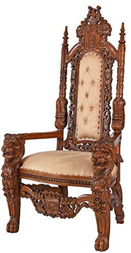 Kingchair Sessel Thron Luxus Armlehnstuhl Mahagoni Holz Braun gepolstert mar001 Palazzo Exklusiv