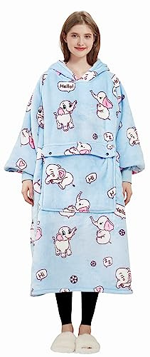 KFUBUO Tragbare Decke mit Kapuze für Erwachsene, Sherpa-Fleece, alle Designs, Oversize-Sweatshirt-Decke mit Tasche