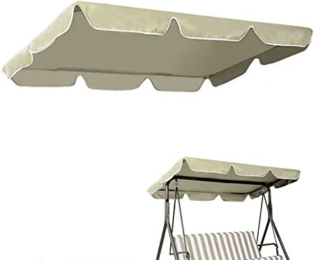 PJDDP Hollywoodschaukel Dachbezug,wasserdichtes 600D Oxford Ersatzdach für Hollywoodschaukel 3 Sitzer,Dach Gartenschaukel Bezug reißfeste Sonnendach für Hängematte,Beige,195X125CM/76X49IN