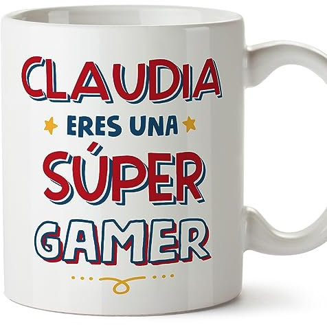 MUGFFINS Tazas Personalizadas para GAMER mujer - En Español - Eres Súper - 11 oz / 330 ml - Regalo Personalizable original y divertido