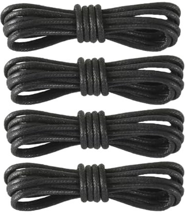JYC CREATIVE 4 Pares Cordones Redondos de Zapatos Casuales, Encerados de Zapatos de Vestir, Niños, Adultos, Mujer y Hombre Zapatos de Botas Trabajo, Militares, 88cm, (4 Pares, 90cm Negro2)