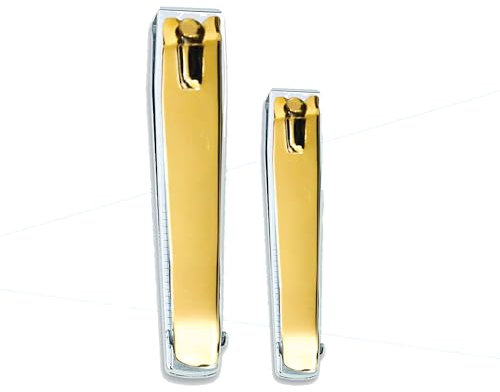 Nail Clipper, Heavy Duty Nail Clipper Toenail Clippers Stainless Steel Nail Cutter for Men and Women Thick Fingernail Toenail (2Pcs Set) (Gold Set)
