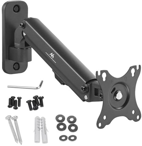 Maclean MC-458 Monitor-Wandhalterung, 17-27 Flach & Curved Bildschirme bis zu 7kg VESA 75x75 oder 100x100 Schwenkbar, Neigbar und Drehbar, Universal Monitor Halterung