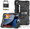 GRALIFCARE Hülle für iPad 9./8./7. Generation：Stoßfeste Hülle für iPad 10.2 Zoll mit Stifthalter-Drehbarer Ständer/Handschlaufe-Schultergurt für iPad 10.2 2021/2020/2019, Dunkelschwarz