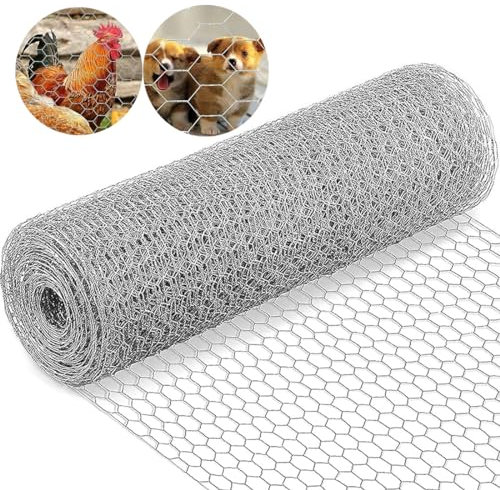 shsyue Rouleau de grillage pour poulet, 25 m x 40 cm, filet de clôture solide pour volaille, animal domestique, lapin, clôture de jardin, barrière animale, antirouille galvanisé, projets de bricolage