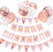 Luftballons Geburtstag Dekoration Set, Roségold Geburtstagsdeko Happy Birthday deko Banner Party Deko Geburtstag Set mit Roségold Luftballons Konfetti Ballons Dreiecksflaggen Girlanden（RG+SJQ)