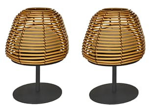 Lumisky Set mit 2 LED-Tischlampen, kabellos, TWINS Boheme, Höhe 16 cm, Polyrattan