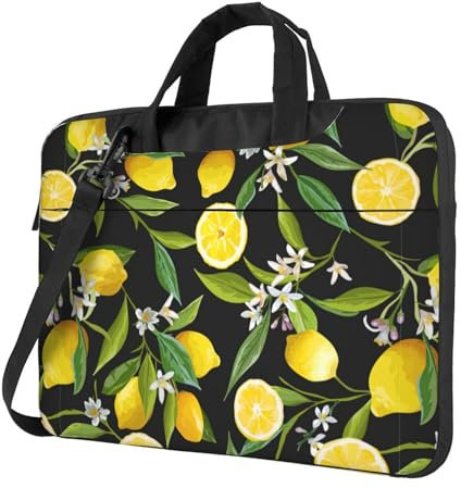Gelbe Zitrone Druck Laptop Tasche Schlank Aktentasche Messenger Bag, schützende Laptop Schultertasche, Multi-Größe, blacks, 15.6 inch