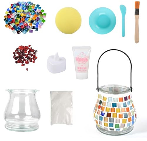 Glasmosaik-Kerzenhalter-Set, DIY Buntglasglas, Mosaik-Set für Erwachsene und Kinder, handgefertigte Heimdekoration, Basteln, Geschenk