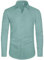 J.VER Camisa de manga larga para hombre, sin arrugas, elástica, corte regular, para el tiempo libre, fácil de planchar, color liso, Verde Agua, L