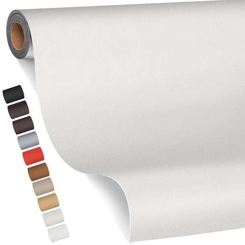 Leder kunstleder selbstklebend, 80 x 200cm leder reparatur set, Leder Reparatur Kit für Möbel, Sofa, Autositze, Taschen, Leder Reparatur und Renovierung(Weiß)