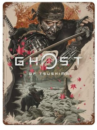 HAMAQAA Ghost Of Tsushima Kunst, Wanddekoration, Kunst, Metallblechposter, moderne Heimdekoration, Kunst, Metallposter, Hausbar, Laden, Dekorationen, Vintage-Schild, Geschenk, 39,9 x 30 cm