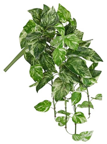 Hollyone 64cm Künstliche Pothos Hängepflanzen Gefälschte Schleppende Busch Pflanze Faux Efeu Künstliche Pothos Blätter Bouquet Grün für Wand Balkon Terrasse Fensterbank Regal Haus Dekoration